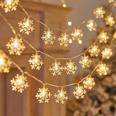Guirlande lumineuse solaire à LED en forme de flocons de neige, 12 m, 100 LED, éclairage extérieur pour Noël et jardin. (1/4)