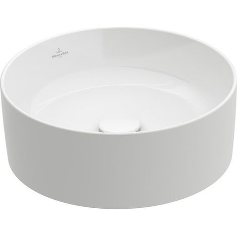 Collaro, Vasques à poser, Diamètre: 400 mm, Rectangulaire, pour robinetterie murale ou robinetterie surélevée, sans plage de robinetterie, sans trop-plein, Blanc CeramicPlus