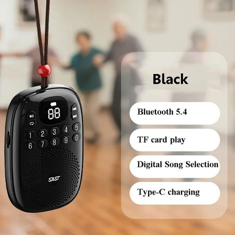 Mini radio FM de poche, écran LED, récepteur radio numérique, haut-parleur Bluetooth 5.4 rechargeable, lecteur de musique sur carte TF, fonction de mémorisation en cas de coupure de courant. (1/5)
