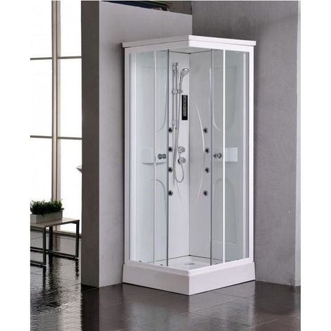 Bagno Italia box Idromassaggio 80x80 cm cabina doccia bianca 8 getti piatto in abs (1/3)