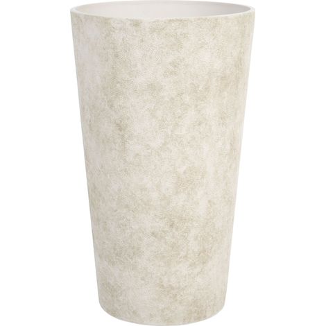 Jardinière Haute en Mélange de Pierres Cache-Pot d'Intérieur et d'Extérieur 37x62 cm Beige Clair Pelion (1/5)