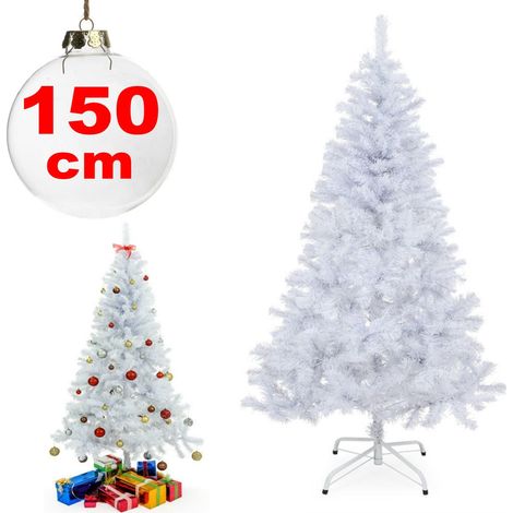 TRADE SHOP - Albero Di Natale Sintetico 150cm Bianco Neve Decorazione Per Casa Scuola Ufficio -