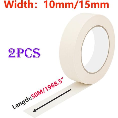 2 Universal-Abdeckbänder 10 mm x 50 m, zum Oberflächenschutz bei Maler- und Dekorationsarbeiten, weiß (1/4)
