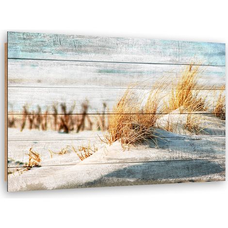 Quadro deco panel, Spiaggia di dune sul legno - 60x40 (1/5)