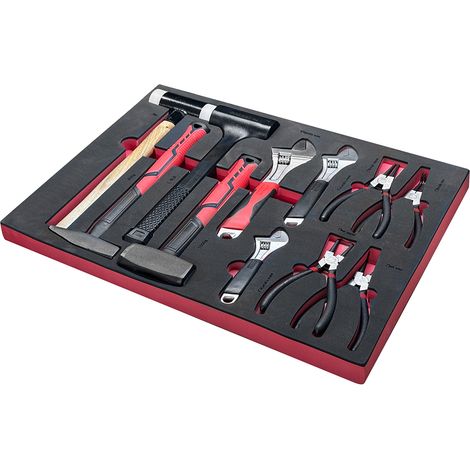 Assortimento di 11 utensili SOGI TER-09 - martelli vari - chiavi registrabili - pinze per seeger - vassoio in EVA (1/5)