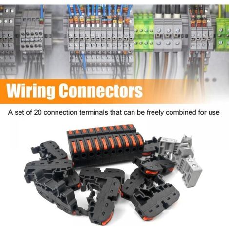20 pièces Bornier Rail Din Electrique, Domino Electrique, Cosses Electriques a Sertir, Raccord Rapide Electrique, 0,08-4 mm² Compact Borne de Connexion électrique, pour Fils Solides, et Flexibl (1/4)