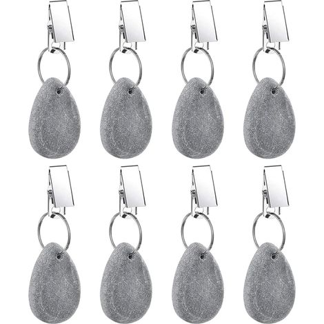 Poids de nappe suspendus, poids de nappe en pierre avec pinces métalliques pour la décoration de table (gris, 8 pièces) (1/5)