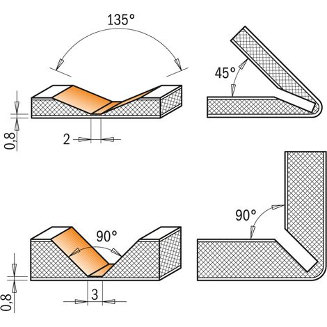 915.002.11 FRESA P/RANURAS EN V (135°) HW S=8 D=18X3,3X60 (ALUCOBOND)