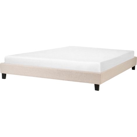 Cama tapizada beige 180 x 200 cm con somier sin cabecero Roanne
