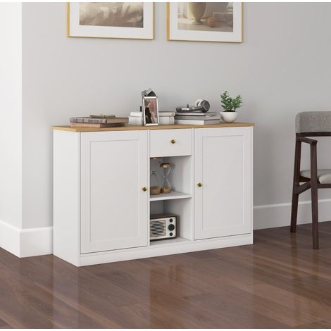 Aparador mueble auxiliar con cajón y estantes 120 cm OKMYHOME (1/5)