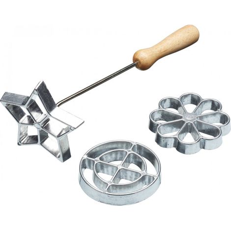 Home Made Rosetta Swedish Biscuit Moulds, Set de Iron de 3 Shapes (1/4)