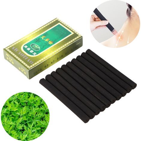 10 rauchfreie Moxa-Stäbchen – Schmerzlindernde Beifuß-Stäbchen, Packung mit 10 traditionellen Moxibustionsstäbchen (1/5)