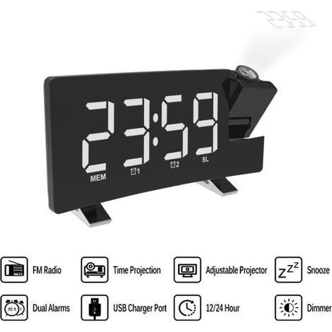 Digitaler Wecker mit Radio und USB-Ladeanschluss zum Aufladen Ihres Handys. Zeitanzeige. (1/4)