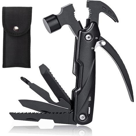 Multifunktionswerkzeug, Geburtstagsgeschenk für Männer, Campingzubehör – 12-in-1 Multifunktionszange, Hammer, Flaschenöffner, Säge, Schraubendreher, perfekt für Camping, Outdoor, Vatertagsgeschenk (1/5)