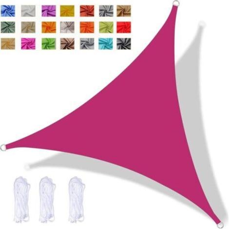 Voile D'ombrage Triangulaire, Store Pare-Soleil étanche, Protection UV, pour Jardin Extérieur Terrasse Cour, avec Corde (4x4x4m,Rose Rouge)