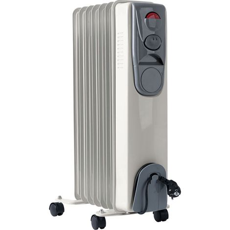 Radiatore ad olio riscaldatore mobile per riscaldamento ad olio con rulli, termostato protezione surriscaldamento, bianco, 3 livelli 600/900/1500 watt, LxAxP 35x23x62 cm