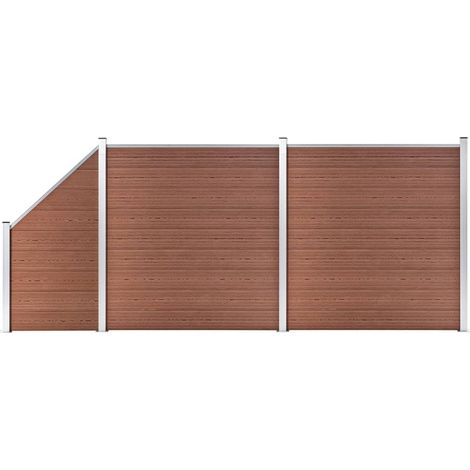 Ensemble de clôture WPC 2 Carré + 1 Incliné 446x186 Marron (1/5)