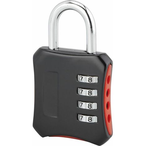 JSSEVN - Combination padlock, indoor, 40mm, nickel-plated steel shackle, 4 digits
