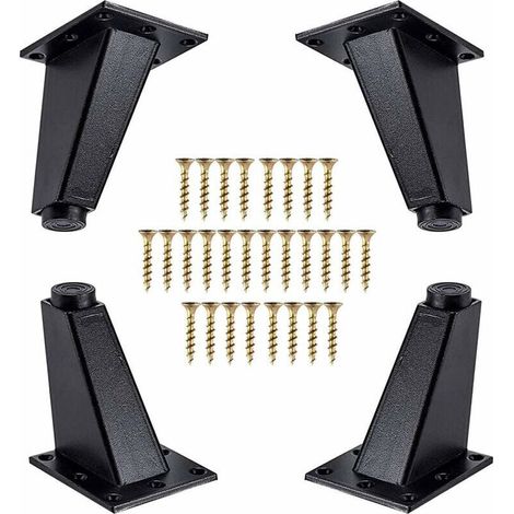 4 Pièces Pieds de Meubles,Pieds de Meubles Obliques en Métal en Aluminium,Remplacement de Jambes de Canapé pour Armoire Canapé Commode de Table, Vis de Montage Incluses,Noir, 80 mm (1/5)