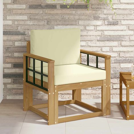 vidaXL Sofá de exterior Poliéster Blanco y Crema (1/5)