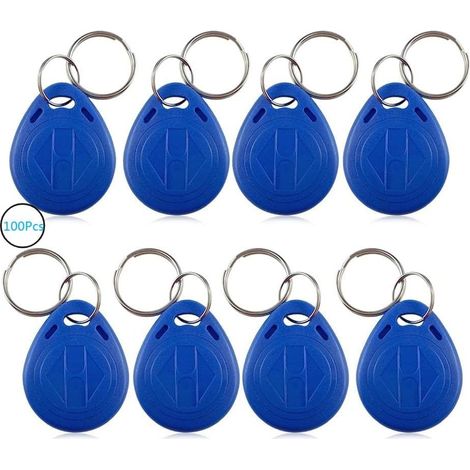 100PCS Blue Keychain ID/IC Card,RFID Cartes Porte-clés Accès Étiquette,Changement de Carte d'identité/Porte-clés Modifiable Token RFID pour Systèmes de Contrôle d'Accès(Carte ID) (1/5)