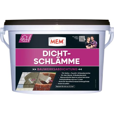 MEM Dicht Schlämme 5 kg Dichtungsschlämme Wand Boden Feuchtraum Abdichtung grau