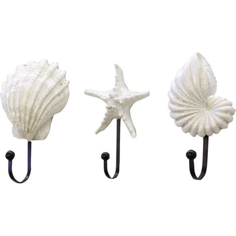 Porte-manteau mural, lot de 3 crochets décoratifs en résine (blanc)