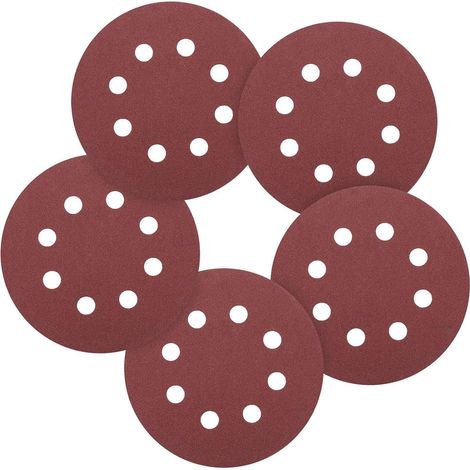 100 Pack 5 Inch Sanding Disc 180 Grit 8 Hole Red (1/5)