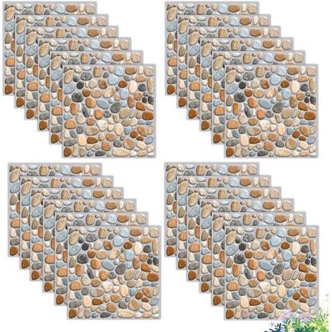 Carreaux autocollants - 24 pièces - 20 x 20 cm - Stickers carrelage et muraux - Cuisine et salle de bain - Autocollants - Imperméables (1/5)