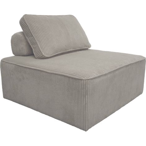sweeek - Sessel ohne Armlehne mit Cordbezug für ein modulares Sofa, Cord, Hellgrau