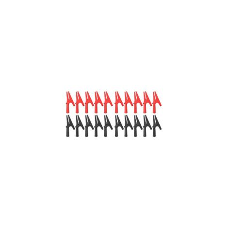 Pinzas de cocodrilo aisladas de 30 A, 20 unidades con conector banana de 4 mm para prueba de baterías de coche, rojo/negro - Crezuo