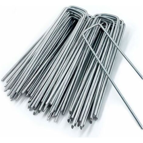50 picchetti da giardino a forma di U per tessuto di controllo delle erbacce, per la prevenzione delle infestanti, picchetti per tenda da campeggio, recinzione da giardino, lunghezza 150 mm, larghezza