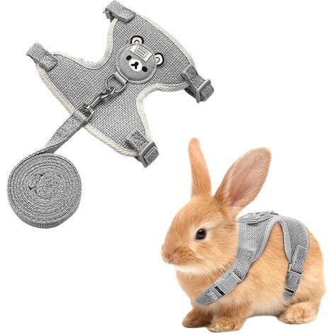 Rabbit Harness, Adjustable, Breathable, Grey, L, Small Animals (1/5)