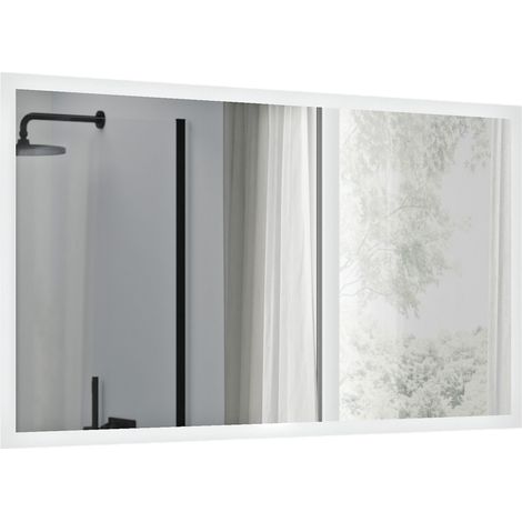 BERNSTEIN - Espejo de baño LED rectangular 70x120cm (AxL) marco blanco, antivaho, intensidad de luz regulable, sensor de movimiento - VARO FRAME