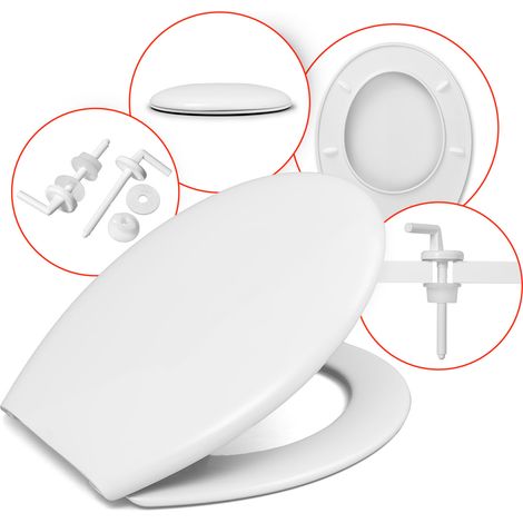 Les rois des sièges de toilettes Abattant WC - Modèle Koło - Blanc - Antibactérien - Frein de chute