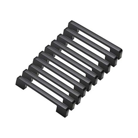Lot de 10 poignées de porte en alliage d'aluminium noir, en T, pour armoires de cuisine, pas de 160 mm (1/4)