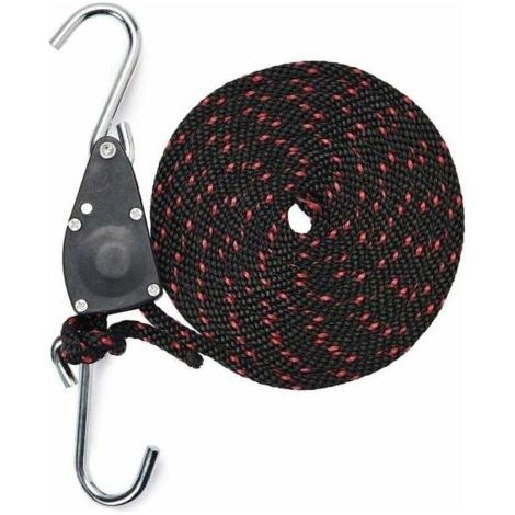 Sangle à cliquet de 6,35 mm (1/4 pouce), idéale pour les lampes de culture, lot de 2, avec crochet réglable. (1/3)