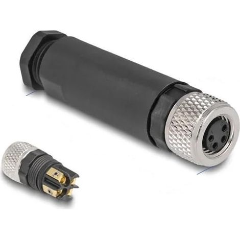 DELOCK M8 STECKVERBINDER A-KODIERT 4 PIN FEMELLE POUR MONTAGE AVEC SCHRAUBANSCHLUSS 60532