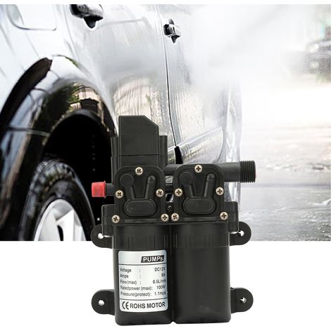 Pompe à eau électrique à membrane auto-amorçante à double aspiration 12V 100W (noire) (1/5)