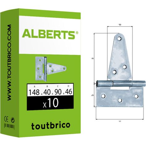10 pentures anglaises larges zingué 148x40x90mm (1/2)