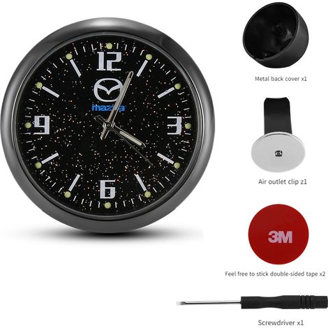 Horloge de tableau de bord de voiture lumineuse en forme d'étoile, mini horloge électronique lumineuse à quartz (Mazda) (1/5)