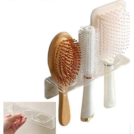 Ce porte-brosses à cheveux mural en acrylique est doté d'un adhésif, d'une conception à 3 trous et peut accueillir peignes de salle de bain et accessoires de coiffure. Son film protecteur transparent (1/5)