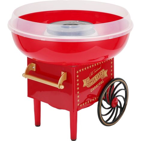 Machine à barbe à papa électrique en forme de chariot vintage, outil idéal pour les fêtes d'anniversaire, rouge, 220 V. (1/5)