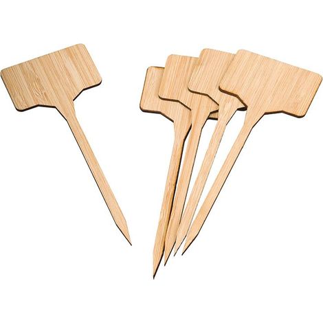 Etiquettes en T à planter en bambou naturel lot de 5 (1/2)