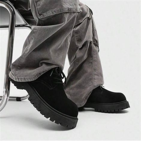 Bottes basses automne/hiver 2025 pour hommes, chaussures de travail style rétro, semelle épaisse, chaussures en cuir polyvalentes (1/5)