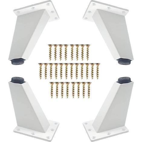 Lot de 4 pieds de meuble réglables 8 cm – Alliage aluminium – Pieds triangulaires avec vis pour canapés, armoires, tables – Blanc (1/4)