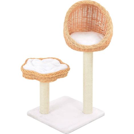 Tiragraffi albero per gatti cuccia per gatti giocattolo peluche in sisal naturale e legno di salice 3702247