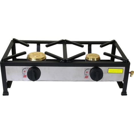 Cocina portátil a gas - 2 fuegos - Ø 100/80 mm - 80x40 cm