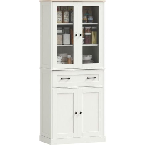 Placard de cuisine autoportant, meuble de rangement avec étagères réglables et tiroir pour salon ou salle à manger (1/5)