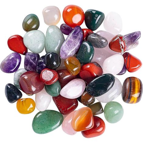 1 lb de pierres et cristaux naturels roulés en vrac - Assortiment de pierres polies roulées (1/4)